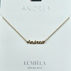 🌸 ANDREA Script Name Chain Goldtone Necklace 🌸